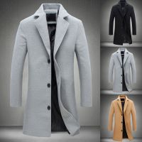 【Ready】Decorative Men Jacket Easy Match Polyester Single Breasted Men Overcoat For Winter