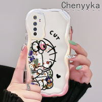 เคส Chenyyka สำหรับ Realme 6 Pro 6S Narzo เคสซิลิโคนหนาลายโดราเอมอนดอกไม้สวยงามป้องกันการตกขอบคลื่นสีสันสดใสเนื้อครีมเคสนิ่มป้องกันเคสใส