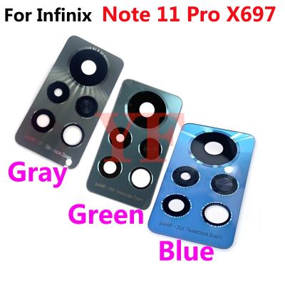 2ชิ้นสำหรับ Infinix Note 11 Pro X697 Note 10 Pro NFC X695 X695C X693ด้านหลังกระจกกล้องถ่ายรูปฝาปิดเลนส์ด้านหลังพร้อมสติกเกอร์