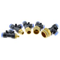 Pneumatic Connector 10mm 8mm 6mm 12mm Hose Tube T Shape Tee Air Fitting 1/4" 1/8" 3/8" 1/2"BSPT Male Thread 3 Way Pipe Coupler Pipe Fittings Accessori