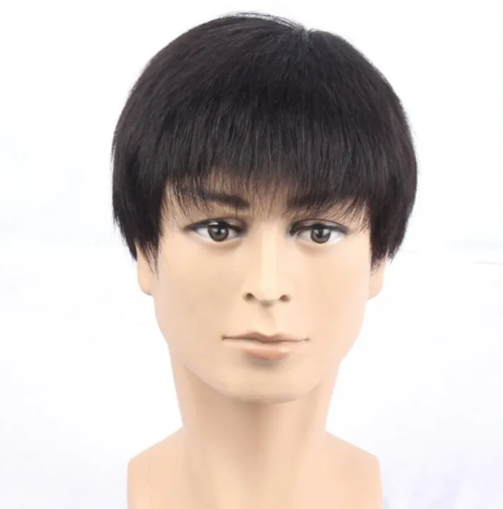 100% Real Human Hair Wig for Men Natural Breathable Male Wig Short Hair  Human Hair
