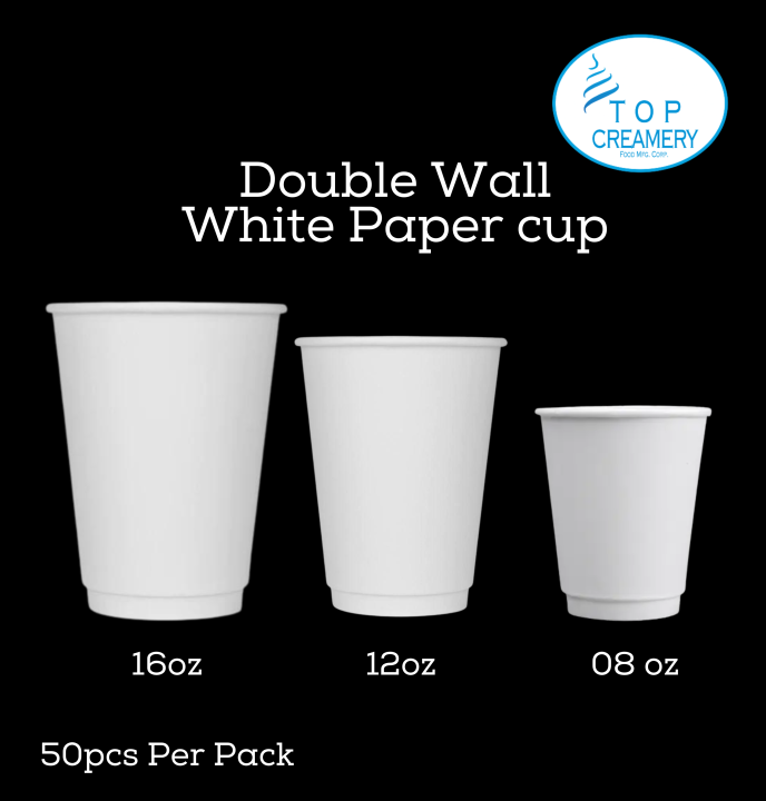 Double Wall White Paper Cup 16oz, 12oz, 08 oz - Sold for 50pcs | Lazada PH