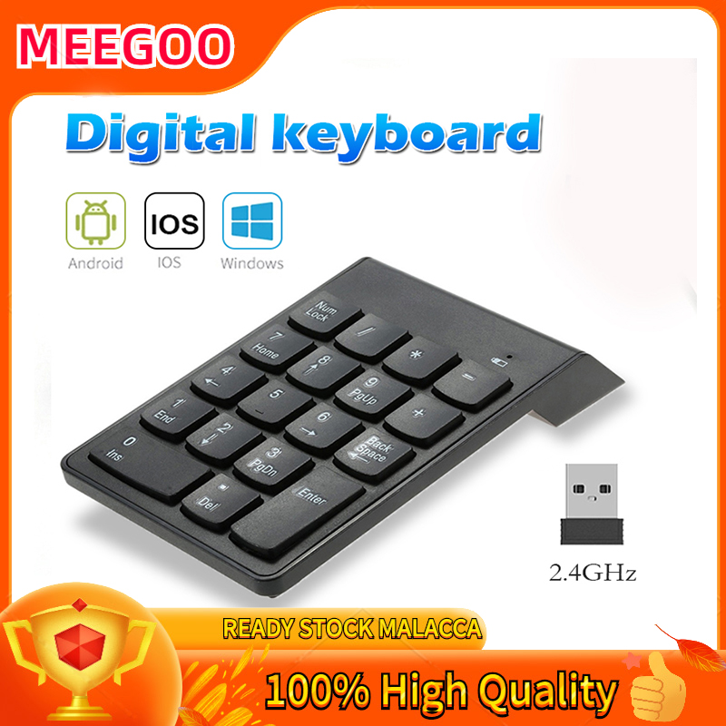 Wireless Number Pad 2.4G 18 Keys Number Keyboard Mini USB Receiver Keypad For Office Laptop PC Notebook Desktop (Pad Nobor)