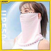 LAZADY หน้ากากสำหรับผู้หญิง,หน้ากากหูกันแดดกลางแจ้งผ้าไอซ์ซิลค์ผ้าพันคอฤดูร้อนสำหรับขับขี่รถสปอร์ตระบายอากาศได้ดี