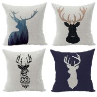 Shenglu linen pillowcase living room sofa cushion cover home decoration modern Nordic style deer head printing pillowcase