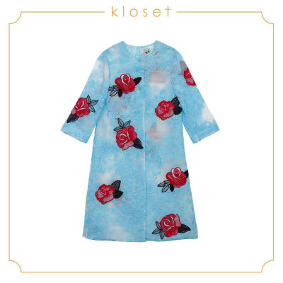 Kloset Embroidered Organza Trench Coat (RS18-T011)เสื้อผ้าผู้หญิง เสื้อผ้าแฟชั่น เสื้อแฟชั่น เสื้อโค้ตแฟชั่น เสื้อปักลาย