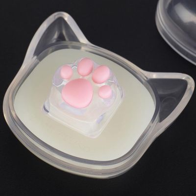 Transparent Cute Pink Soft Cat Paw Design Keycap For Cherry Mx Switch Mechanical Gaming Keyboard 3D Bionic Touch Cat Claw Keycap