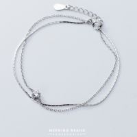 MeeningBrand ❥ สร้อยข้อมือเงินMINIMAL WITH LITTLE DIAMOND [01-0073]