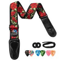 【Cw】LEKATO LGS-6 Guitar Strap with 6 Picks 2 Locks for Electric Acoustic Guitar Basshot 【hot】 1