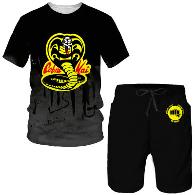 Summer Camouflage Cobra Kai 3D Printed T-shirtShortsSuit Mens Casual Short Sleeved Sportswear Athletic Set Hip Hop Tracksuit