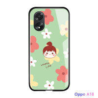 เคสใส่โทรศัพท์สำหรับ A18 OPPO A38สาวๆน่ารักเวลาการช้อปปิ้งที่มีความสุขหรูหราเคสมันวาวปลอกเคสประกบหลังแบบแข็งกระจกเทมเปอร์