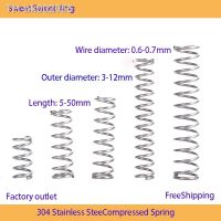 ☫☒ Strong Pressure Customized Shock Absorption 304 Stainless Steel Size Compression Spring Steel Diameter 0.6mm 0.7mm 10Pcs