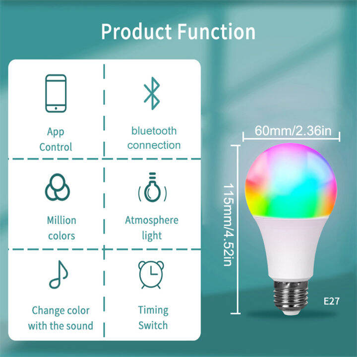 สต๊อก-หลอดไฟหลอดไฟอัจฉริยะ-e27-9w-15w-wifi-bluetooth-rgbct-rgb-bulb-ควบคุมโทรศัพท์มือถือทำงานหลอดไฟ-led-กับแอปสมาร์ทไลฟ์และหลอดไฟอัจฉริยะบลูทูธอัจฉริยะไร้สาย