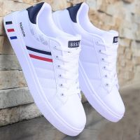 Mens Sneakers Casual Sports Shoes for Men Lightweight PU Leather Breathable Shoe Mens Flat White Tenis Shoes Zapatillas Hombre