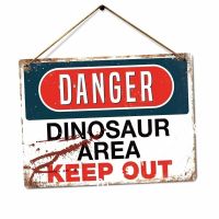 Ultra Durable Vintage ป้ายโลหะดีบุกอันตราย-พื้นที่ไดโนเสาร์ Jurassic Keep Out Park Rex Retro Wall Art Decor