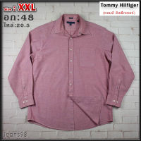 Tommy Hilfiger®แท้ อก 48 ไซส์ XXL เสื้อเชิ้ตผู้ชาย ทอมมี่ ฮิลฟิกเกอร์ สีชมพู เสื้อแขนยาว เนื้อผ้าดีสวยๆ