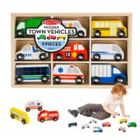 [9ชิ้น] รุ่น 3170 ชุดรถของเมือง Utility Vehicles รถของเล่น Melissa &amp; Doug Wooden Town Vehicles รีวิวดีใน Amazon USA พร้อมกล่องไม้ อย่างดี มาลิซ่า 2 ขวบ