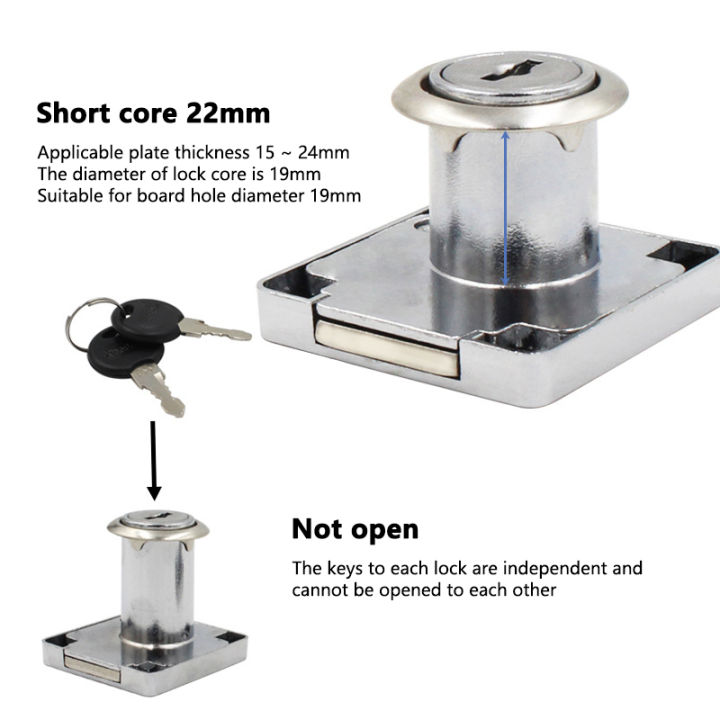 กุญแจลิ้นชัก-รุ่น-555-กุญแจตู้น็อคดาวน์-กุญแจตู้-กุญแจโต๊ะทำงาน-กุญแจลิ้นชักโต๊ะเหล็ก-drawer-key-พร้อมกุญแจ-2-ดอก