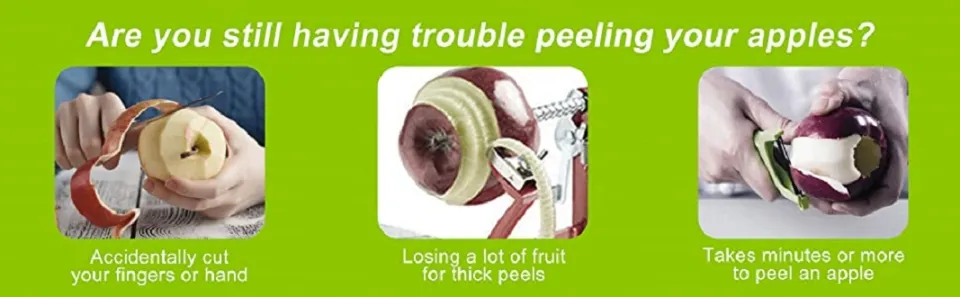 Apple Pear Peeler,Multi-Function Fruit Peeler,Rotary Mango/Potato Peeler  Corer, Peel Safely and Quickly, with Fruit Cutter & Fruit panel,Peeling a