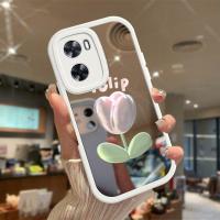 เคสสำหรับ OPPO A77 4G A77ภาพวาดสีน้ำมันลายดอก5G เคสกันกระแทกกล้องกันกระแทกพื้นผิวฝาหลังกระจก