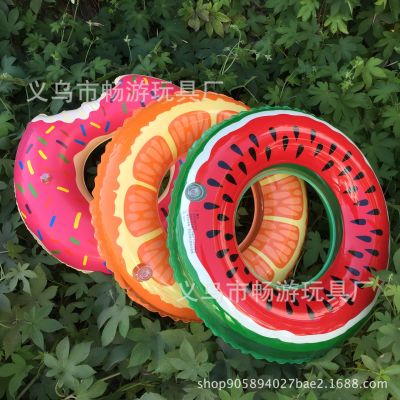 [In stock] จุด pvc พองแตงโมว่ายน้ำแหวน ส้มผลไม้แหวน ห่วงชูชีพสำหรับผู้ใหญ่และเด็ก