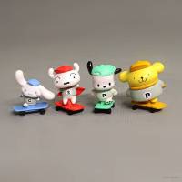 XL 4pcs Sanrio Cinnamoroll Pachacco Purin Crayon Shin-chan White Action Figure Skateboard Model Dolls Toys For Kids LX