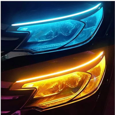 ♝❀ 1PCS LED DRL Car Daytime Running Light Flexible Waterproof Strip Auto Headlights White Turn Signal Brake Flow Lights 12V