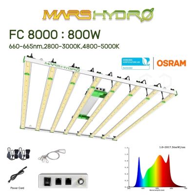 Mars Hydro Led Grow Light ไฟปลูกต้นไม้ มี UV IR FC 8000 Full Spectrum Samsung LM301B Osram Meanwell Driver Marshydro FC8000 Grow Bars 800W 8 Bars IR UV 800W ไฟสำหรับปลูกต้นไม้ รุ่นท๊อปสุดของ Marshydro