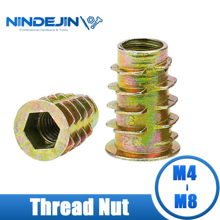 NINDEJIN 530pcs Thread Insert Nut M4 M5 M6 M8 M10 Carbon Steel Zinc