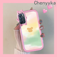 เคส Chenyyka สำหรับ OPPO Reno 6 5G Reno 6 Pro 5G Reno 6Z 5G เคสลายการ์ตูนหมีแฟชั่นใหม่กันกระแทกเคสโทรศัพท์โปร่งใสน่ารักสัตว์ประหลาดน้อยป้องกันเลนส์กล้องเคสซิลิโคนนิ่ม