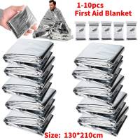 1-10PCS Outdoor Survival ผ้าห่มกันน้ำ First Aid Sliver Rescue ผ้าม่านฟอยล์ความร้อนทหารผ้าห่ม 130x210CM-Rendd