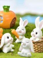 4PCS-Miniature กระต่ายรุ่น Mini Bunny Figurine Desktop Garden Landscape Ornament เรซิ่นหัตถกรรมอีสเตอร์น่ารัก Home Office Decor Supp