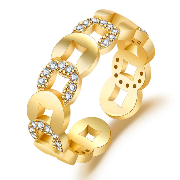 1974-แหวนเหรียญทองแดงแหวนแฟชั่นปรับความมั่งมีแหวนเปิด