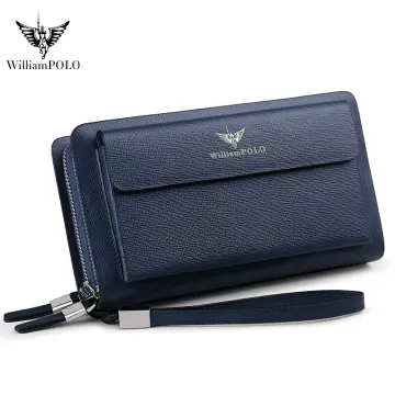 Williampolo Luxury Leather Multi-functional Men’s Clutch Wallets Black