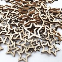 【YF】¤✹☁  50pcs Unfinished Wood Cutout Star Shaped Pieces for Projects Tags Decoration