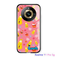 เคสกระจกนิรภัยมันวาวสีแดงสำหรับ Realme 11 Pro 5G Realme 11 Pro + 5G ลายการ์ตูน3D สุดหรูสำหรับเด็กผู้หญิง