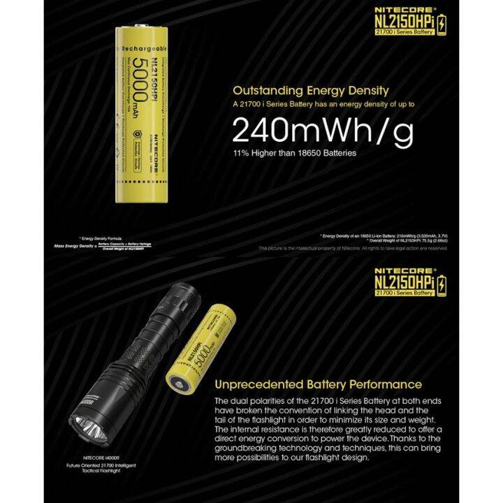 สินค้าขายดี-พร้อมส่ง-nitecore-nl2150hpi-21700-5000mah-3-6v-i-seriesแบตเตอรี่ลิเธียมไอออนชาร์จli-ionแบตเตอรี่-ของแท้100-001