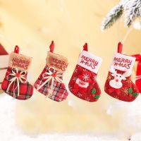 Mini Christmas Stocking Sack Xmas Gift Knitted Wool Candy Bag Christmas Gift Bag for Home Navidad Sock Tree Decor New Year 2022 Socks Tights