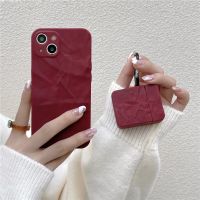 ◎¤ Wrinkled Folds Texture Red Phone Case For iphone 13 12 Pro Max 11 11Pro X XR XS 7 8Plus for Apple airpods Pro 1 2 case cover
