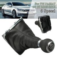 【cw】 6 Speed Manual Gear Shift Knob Lever Stick Shifter Gaiter Boot Cover PU Leather For VW PASSAT B6 B7 2005 2012 【hot】