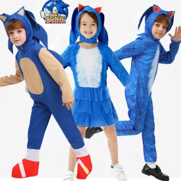 Boys Girls Sonic The Hedgehog Jumpsuit Cosplay Costume Fancy Dress