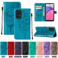 Galaxy A33 5G Case, WindCase Butterfly PU Leather Flip Wallet Card Slots with Hand Strap, Stand Cover for Samsung Galaxy A33 5G