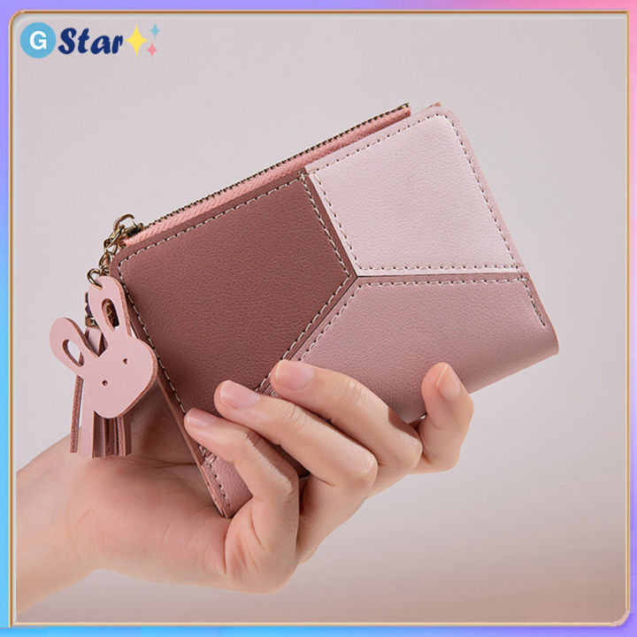 gstar-กระเป๋าสตางค์ใบสั้นของผู้หญิง3สี-พร้อมส่ง-dompet-koin-เกาหลีกระเป๋าสตางค์หนังมีซิปประกบน่ารักพร้อมส่ง