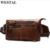 WESTAL Mens Waist Bags Genuine Leather Mens Belt Bag Fanny Pack Male Waist Pack Money Belt Hip Bag Man Belts Pouch Bags 8953