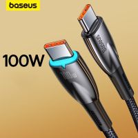 Baseus สายโทรศัพท์มือถือสำหรับแล็ปท็อป,ไฟ Led PD100W สาย Usb ชนิด C สายเคเบิลข้อมูลสายชาร์จเร็วชนิด C เป็น Type-C