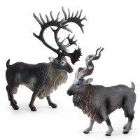 จำลอง Caribou คริสต์มาสกวางเรนเดีย Markhor แพะสัตว์รุ่นแอ็คชั่นพีวีซีตกแต่งบ้านกวาง Figuries ของเล่นของขวัญคริสต์มาส