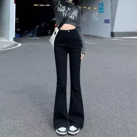 Black Flared Jeans Womens Korean Version Of The New Thin And Tall All-Match Elastic High-Waisted Horseshoe Pants Mopping