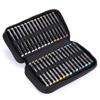 40/60/80 hole canvas marker storage bag creative velcro removable foldable pen curtain design shockproof pen case