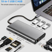 jianzhifen USB ฮับต่อพ่วง C พร้อมไมโครโฟนระบบ RJ45 1000ม. VGA 4K HDMI จอภาพคู่ PD 3.0ชาร์จเครื่องอ่านการ์ดเสียงสำหรับ MacBook Pro/air