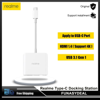 Realme ชนิด-C แท่นวางมือถือ【สินค้าใหม่】 Type-C เพื่อ USB 3.1 Gen 1 /Hdmi 1.4 (รองรับเครื่องส่งผ่านวิดิโอ4K) ความเร็วสูงและส่งข้อมูลได้แบบเสถียรใช้ได้กับ Mac Os/windows/linux/android/ios